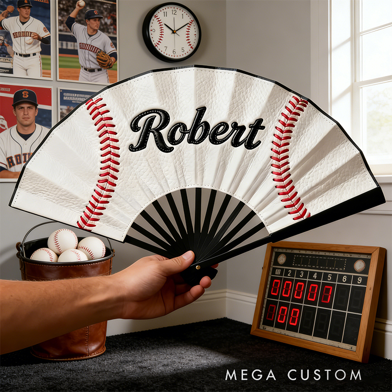 Personalized Baseball Pattern Fan the Perfect Gift for Baseball Lovers