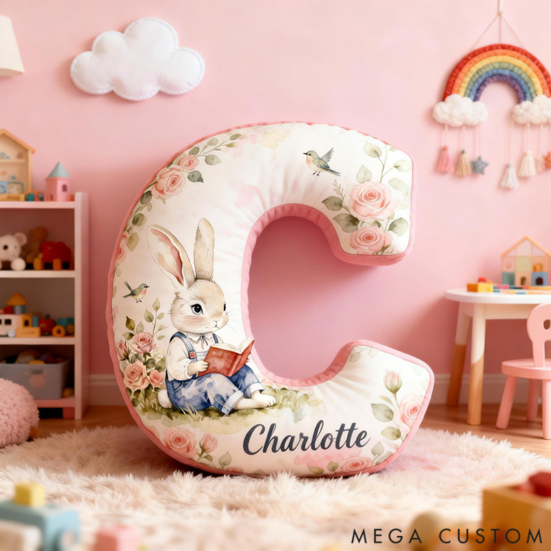 Personalized Pet Lover Funny Reading Rabbit Graphic 3D Print Pillow