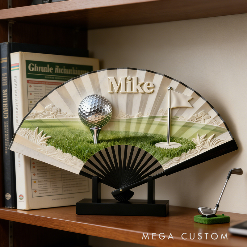 Personalized Golf Pattern Fan the Perfect Gift for Golf Lovers