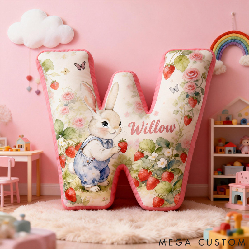 Personalized Pet Lover Funny Strawberry Picking Rabbit Graphic 3D Print Pillow