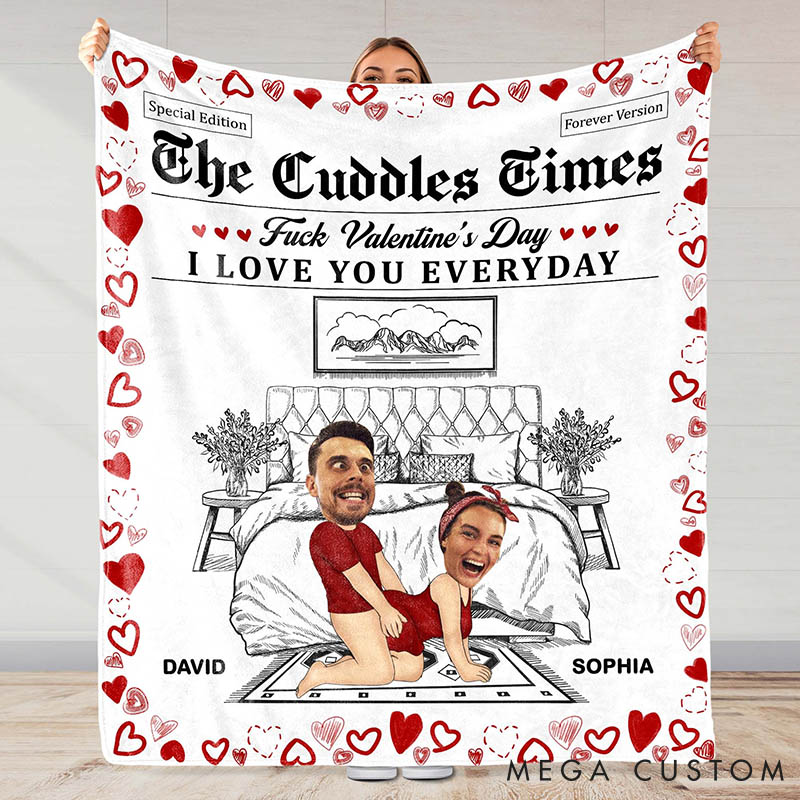 Personalized Couple Face Photo F*ck Valentine's Day I Love You Everyday Blanket Anniversary Valentine's Day Gift for Husband Wife Boyfriend Girlfriend