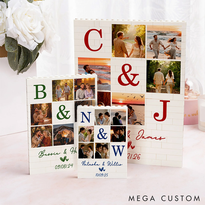 Personalized Couple Photo Building Blocks Custom Name Date Photo Blocks Valentine's Day Gift for Boyfriend Girlfriend Husband Wife Anniversary Gift