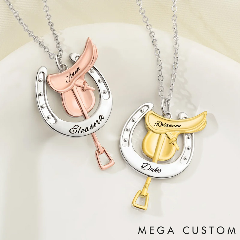 Personalized Pet Lover Horseshoe Saddle Protective Necklace  Dainty Jewelry Birthday Anniversary Gift for Horse Lovers Necklace