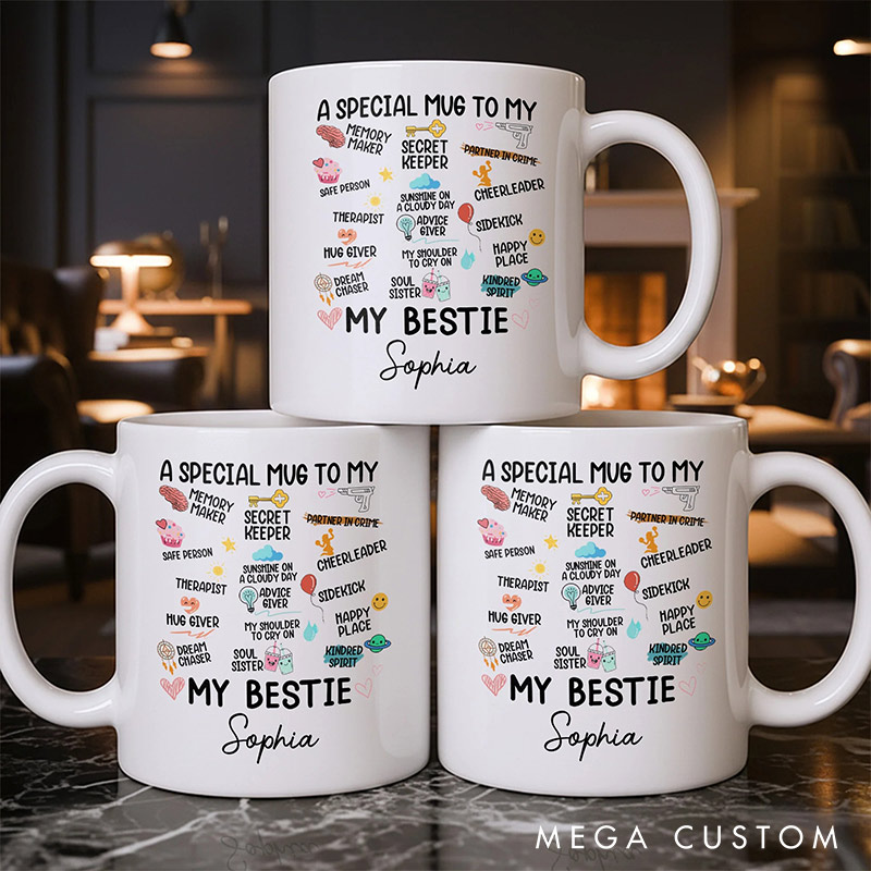 Personalized Sepcial Mug to My Bestie Mug with Name Valentine's Mug Galentine's Day Gift for Friendship Anniversary Mug for Bestie