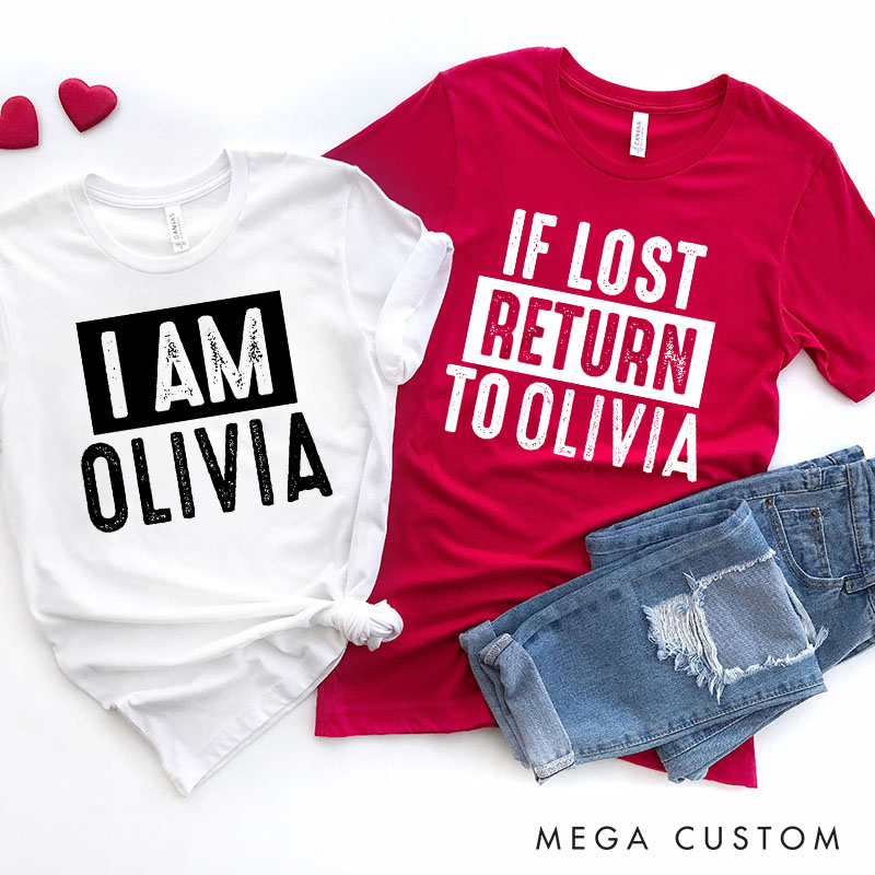 Personalized Couple If Lost Return to Name I Am Name Matching T-Shirt Valentine's Day T-Shirt for Husband Wife Boyfriend Girlfriend Gift