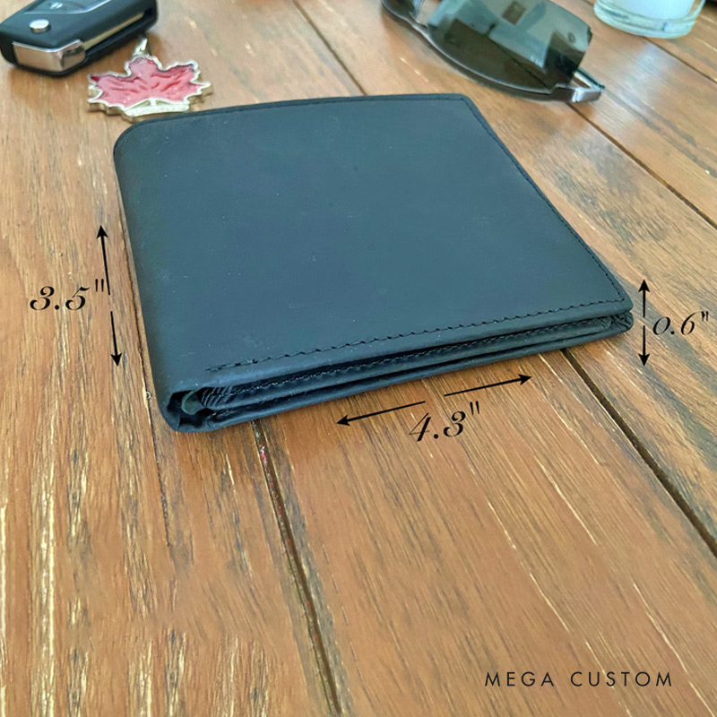 Personalized Handcrafted Leather Mens Wallet Anniversary Gift for Husband Dad