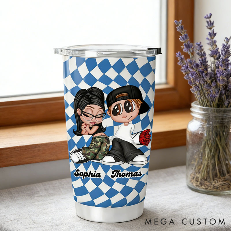 Personalized Cartoon Couple Tumbler Funny y2k Couple Tumbler Gift Couple Valentines Gift for Him Her Anniversary 