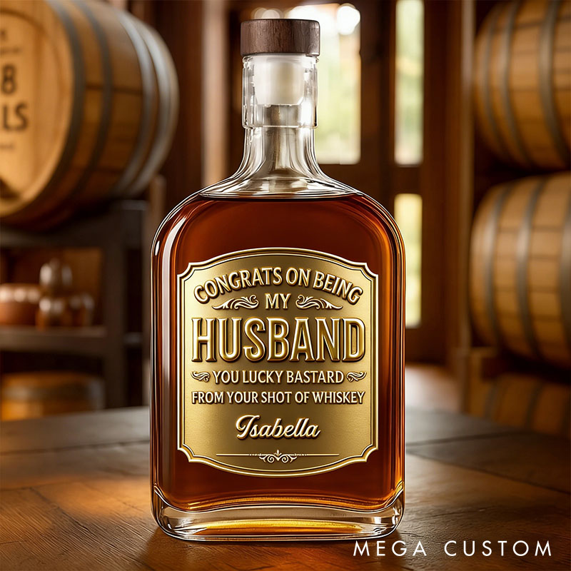 Personalized Cheers To My Amazing Husband Whiskey Bottle 3D Effect Graphic Congrats on Being My Husband Valentine's Anniversary Gift for Husband