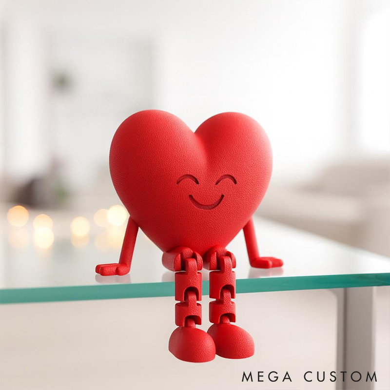 Personalized Valentine's Day Heart Decor with Dangling Legs Custom Couple 3D Printed Red Heart Table Sign with Text Valentine's Day Anniversary Gift