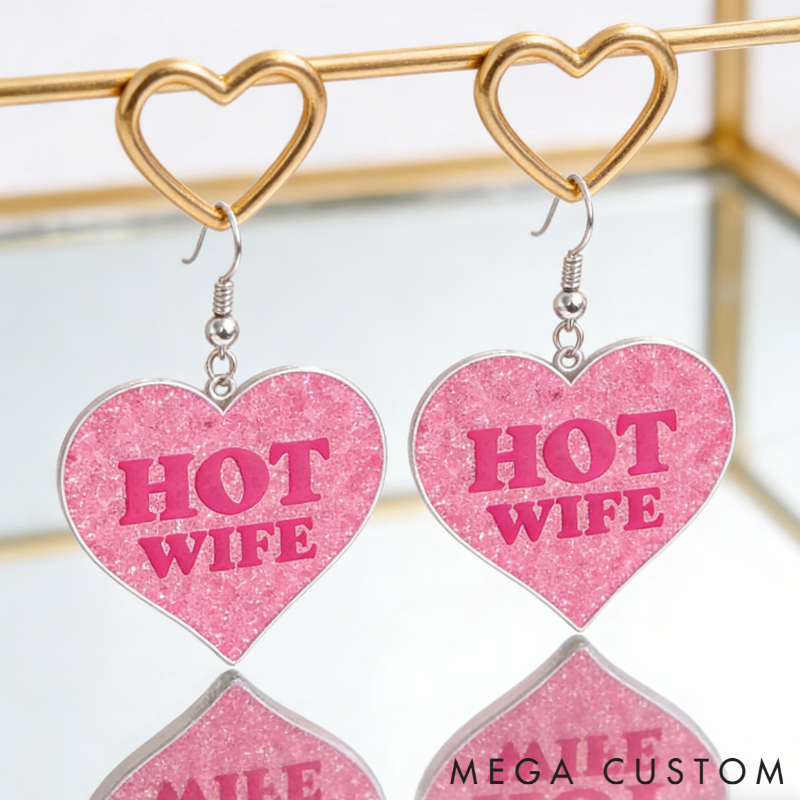 Personalized Heart Shaped Barbie Style Earrings Custom Name Holiday Gift for Her