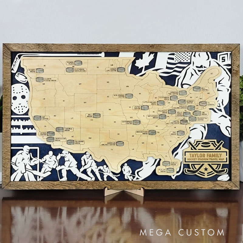 Personalized Hockey Stadium Series Sports Travel Map