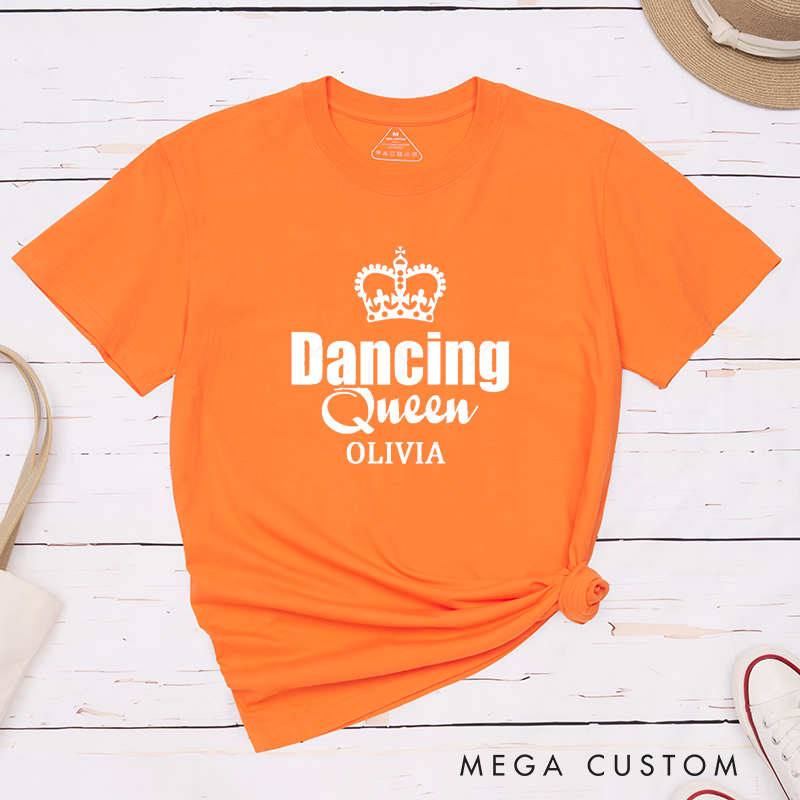 Personalized Dancing Queen Name T-Shirt Custom Crown Design Classic Unisex Gift for Dancer Birthday Present for Her Unique Dance Lover Tee
