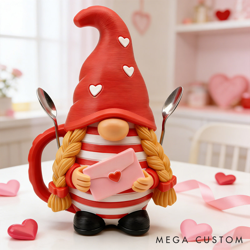 Personalized Gnome Couple Ice Cream Pint Holder 3D Printed with Spoon Slots & Snack Drawer Anniversary Gift Valentine's Day Gift for Him Her