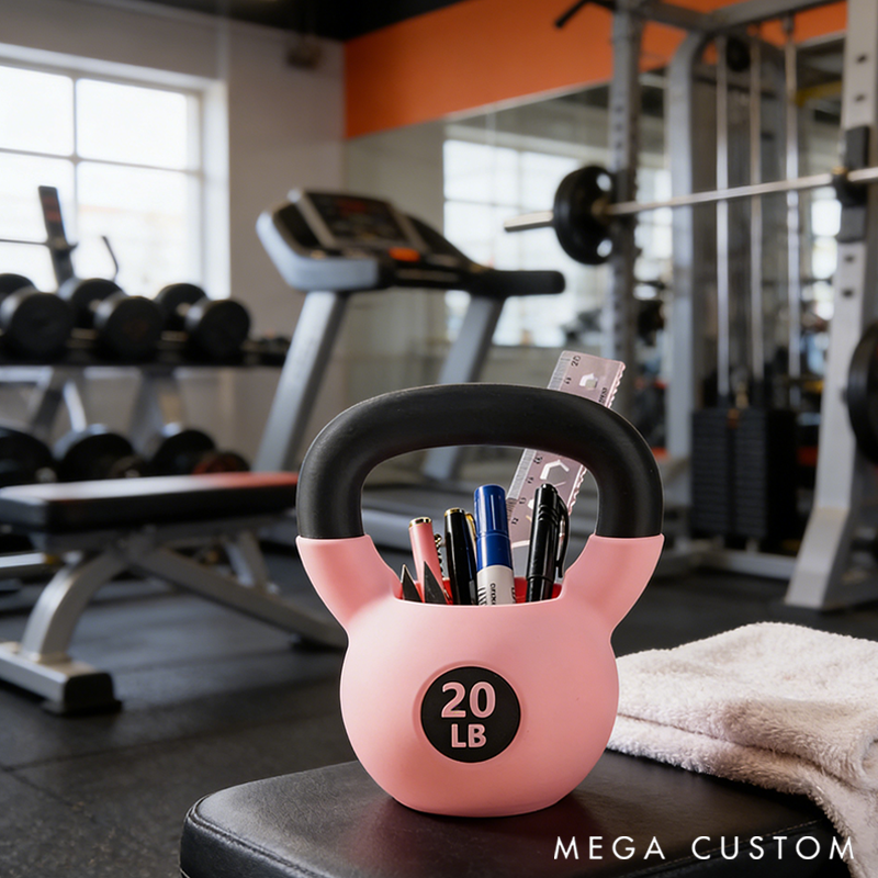 Personalized Text Kettlebell Pencil Holder 3D Printed Kettlebell Desk Organizer