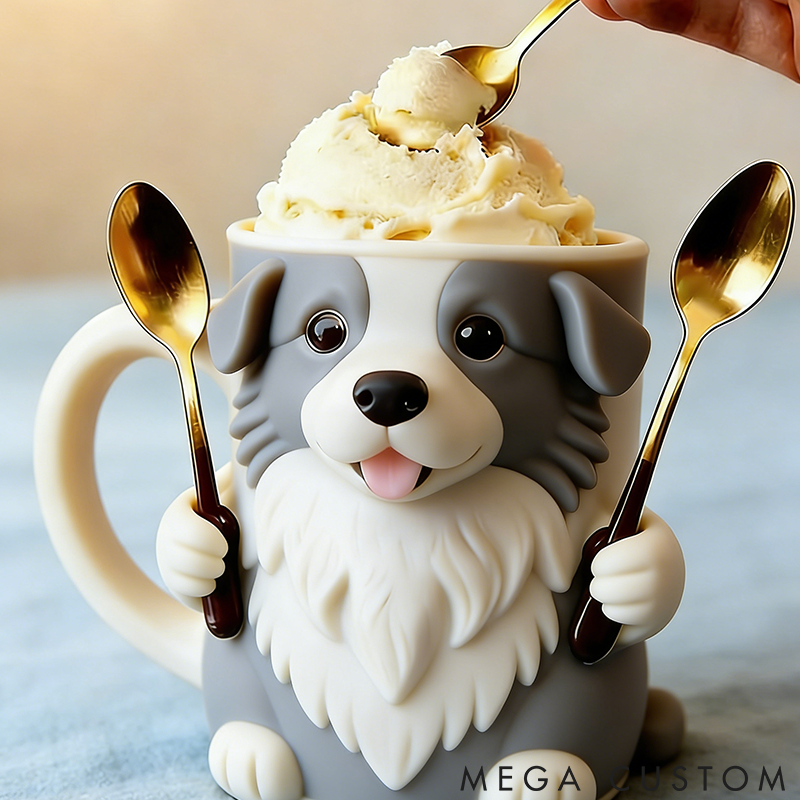Personalized Dog Lover Border Collie Ice Cream Pint Holder 3D Printed with Spoon Slots & Snack Drawer for Pet Pet Lover for Dog Lover
