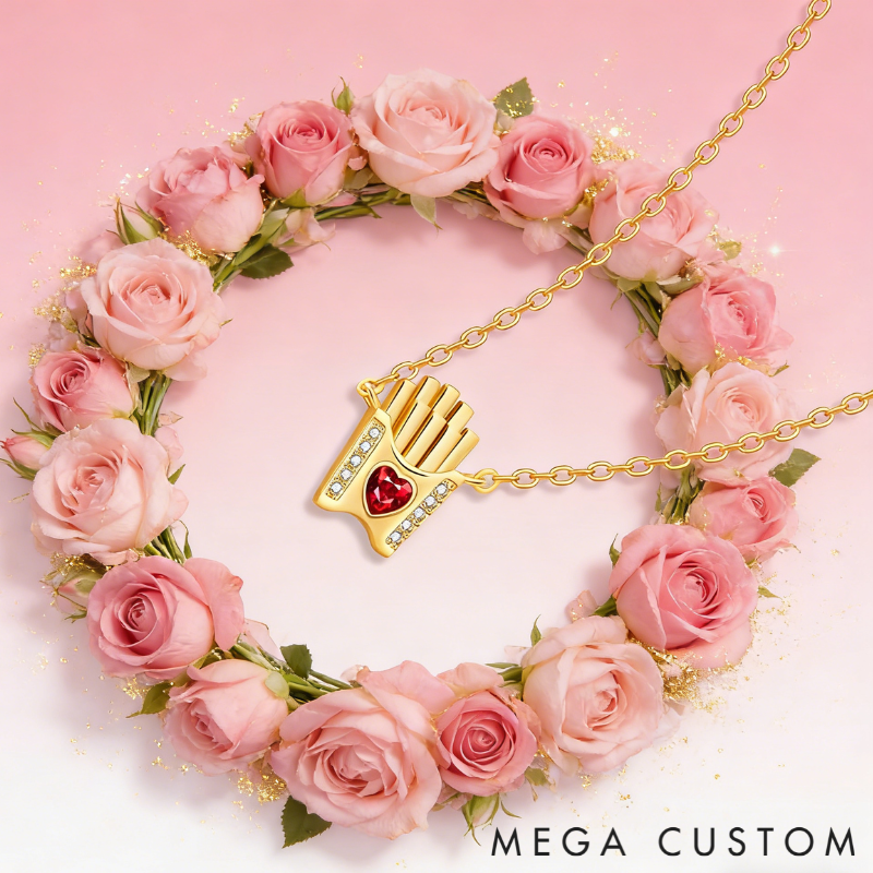 Personalized Fun Sterling Silver French Fries Pendant Necklace with Custom Birthstone