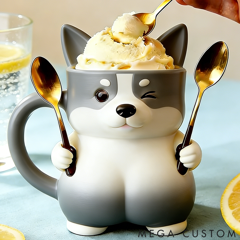 Personalized Dog Lover Corgi Ice Cream Pint Holder 3D Printed with Spoon Slots & Snack Drawer for Pet Pet Lover for Dog Lover