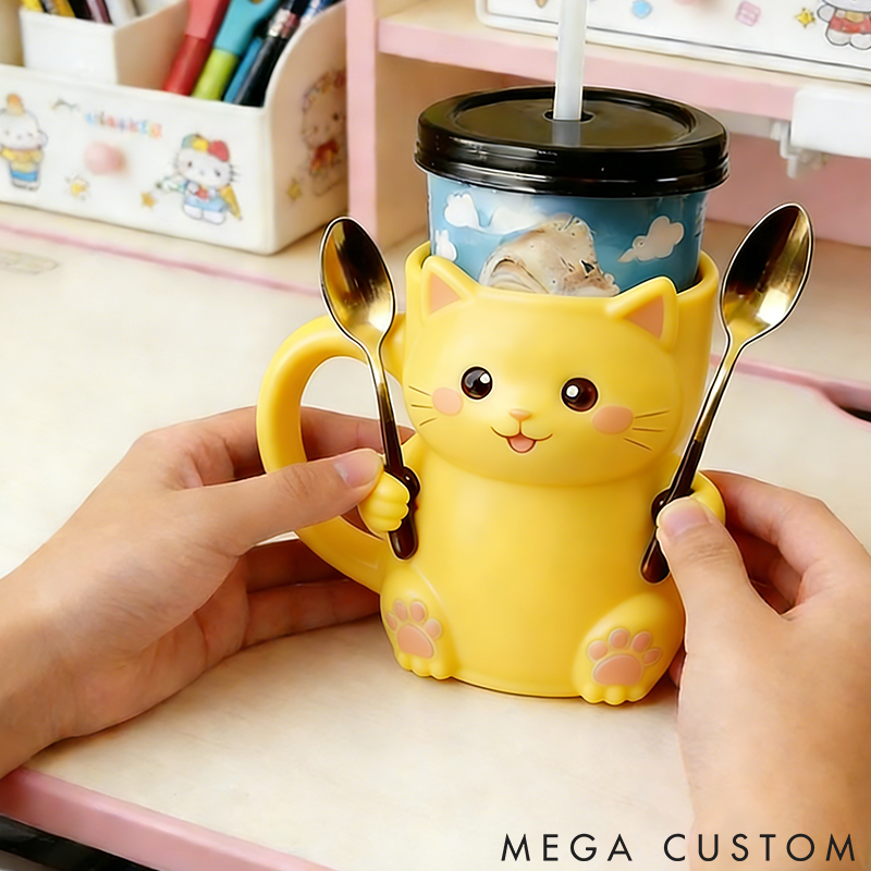 Personalized Cat Lover Cat Ice Cream Pint Holder 3D Printed with Spoon Slots & Snack Drawer for Pet Pet Lover for Cat Lover