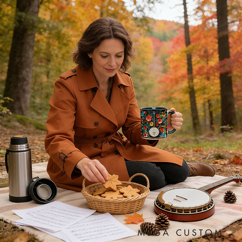 Personalized Banjo Mug Custom Name Gift for Her Music Lover Banjo Lover Present for Mother Wife Daugther Girlfriend