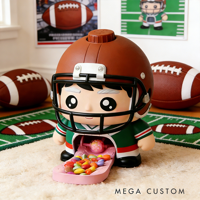 Football Player Candy Dispenser – Interactive Sports-Themed Snack Holder for Kids & Game Days