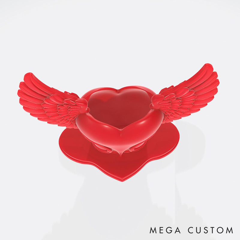 Personalized Valentine's Day Heart with Wings Flower Vase Custom Couple 3D Printed Red Heart Flower Vase with Text Valentine's Day Anniversary Gift