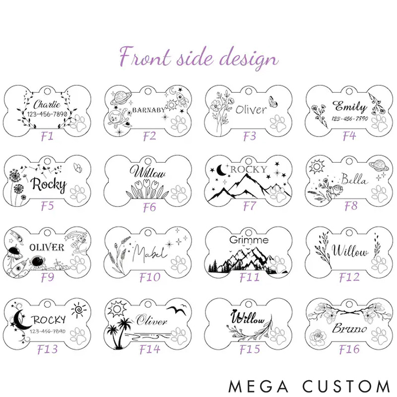 Personalized Cute Dog Tag Personalized for Dog Custom Bone Dog Tags Dog Name Tags Puppy Dog Tag Stainless Steel Pet ID Tag
