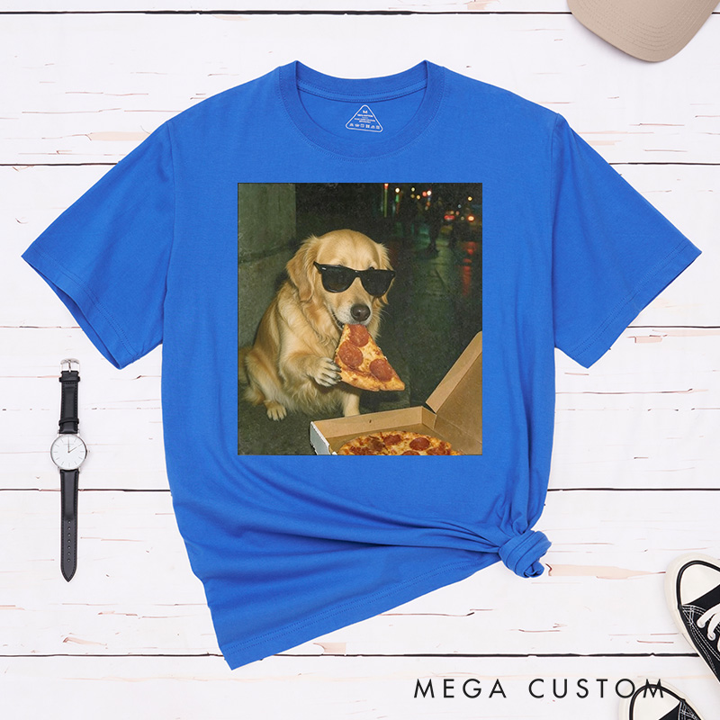 Personalized Pet Lover Funny Pet Eating Pizza Shirt Pet Meme Graphic Tee T-Shirt