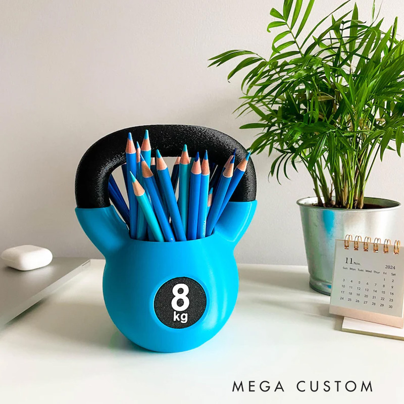 Personalized Text Kettlebell Pencil Holder 3D Printed Kettlebell Desk Organizer Gym Accessory Housewarming Birthday Gift for Fitness Lover