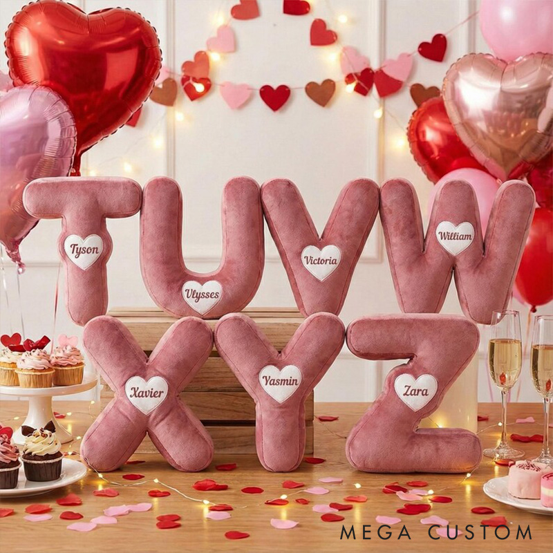 Personalized Heart Letter Pillow with Name Custom Throw Pillow for Her 