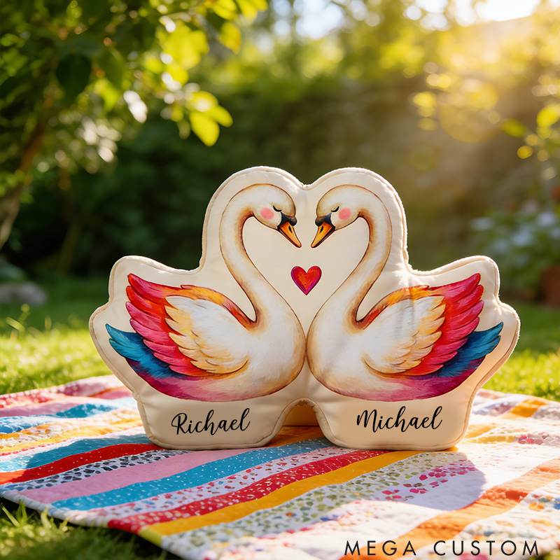 Personalized Couple Goose Pillow with Name Custom Throw Pillow for Her Valentine's Day Gift for Her Him