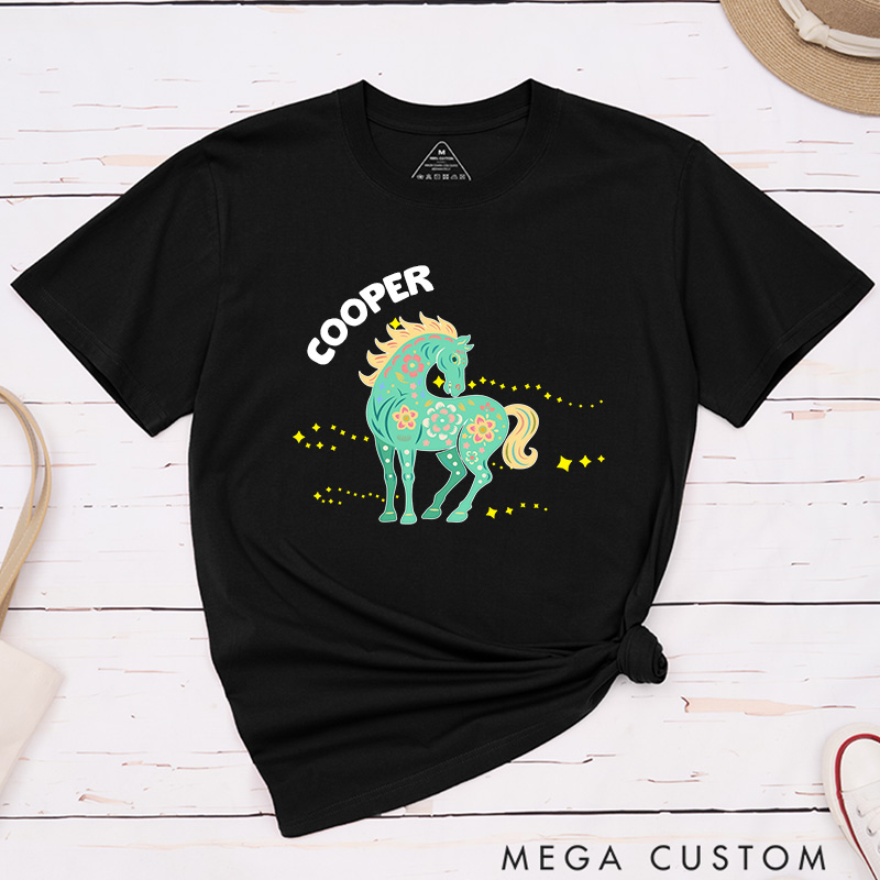 Personalized Pet Lover Multicolor Floral Horse Gift Horse Lover Gift Pet Lover Graphic Unisex T-Shirt