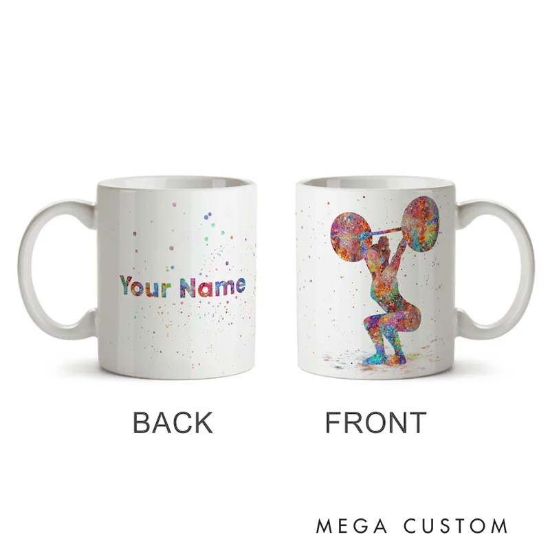 Personalized Couple Mug Fitness Gift Weightlifting Mug Female Weightlifter Gift Fitness Cup for Gym Lover