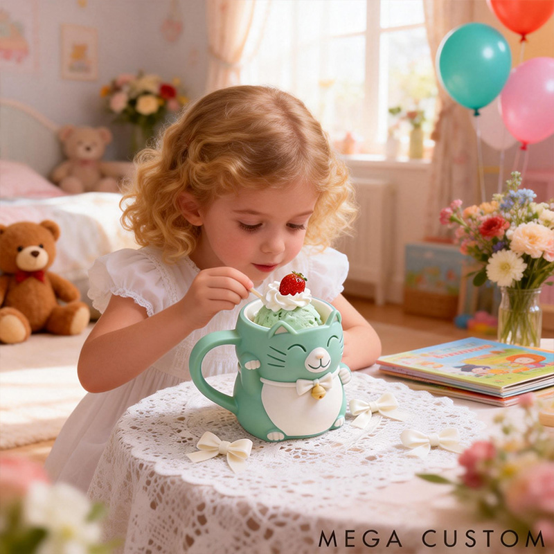 Personalized Cat Lover Bell Buddy Ice Cream Pint Holder 3D Printed with Spoon Slots & Snack Drawer for Cat Lover