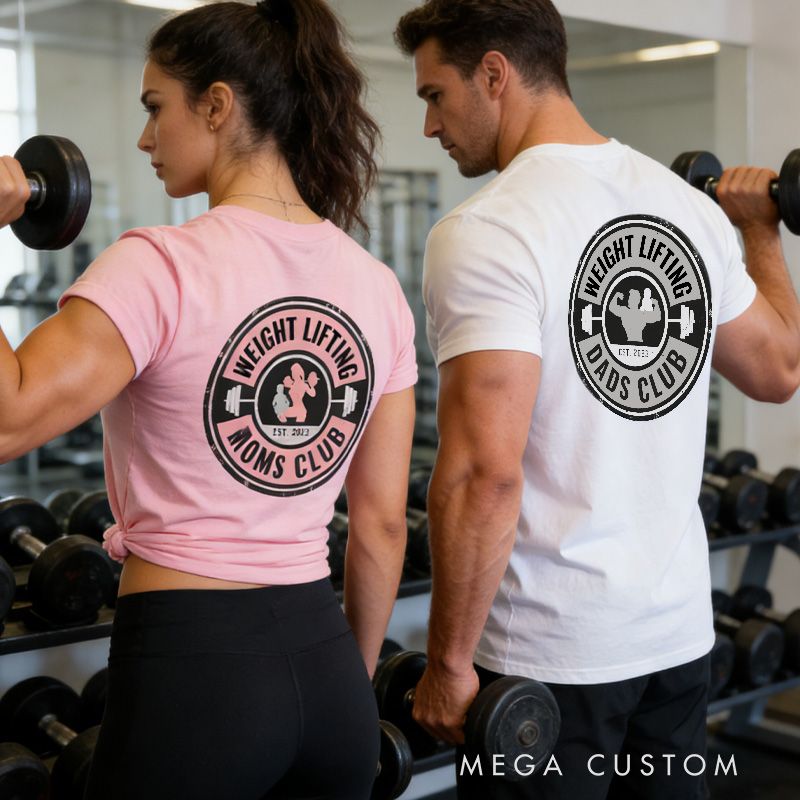 Personalized Weightlifting Couple Classic T-Shirt  Weight Lifting Dads Moms Family Club Funny Weight Lifting Shirt for Gym Lover