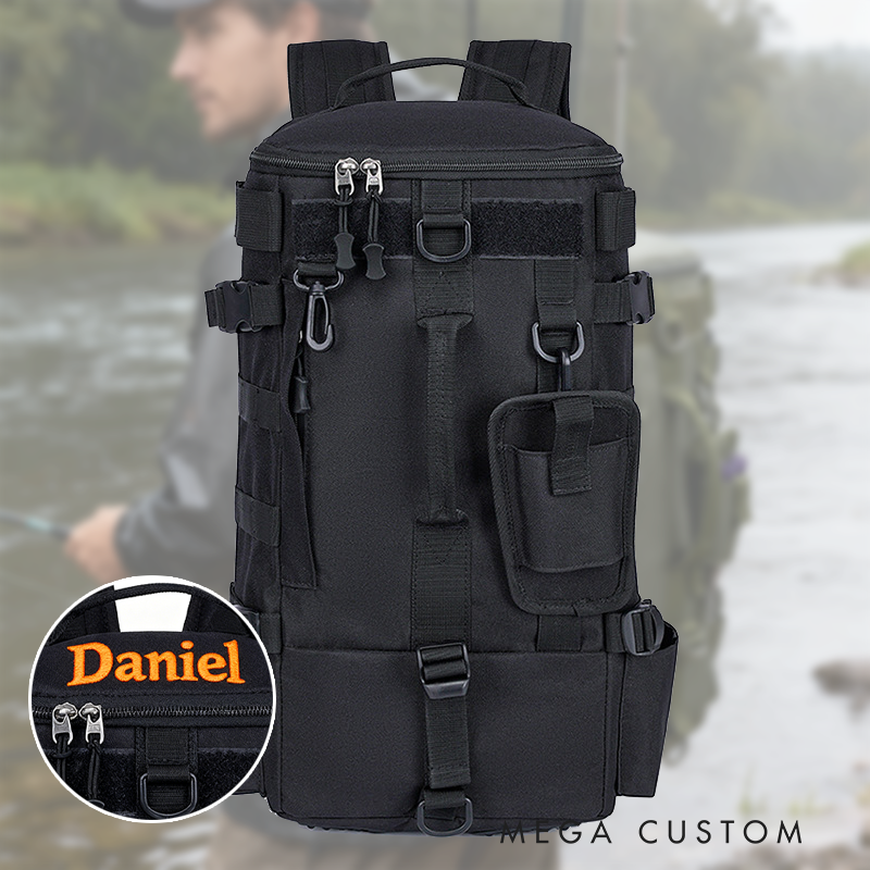 Personalized Tactical Fishing Backpack - Multi-Functional Tackle Storage Bag with Rod Holders & Organizer Pockets