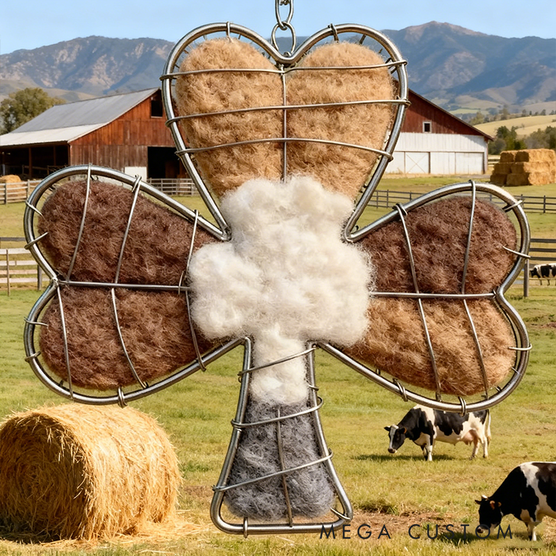 Wire-Frame Bunny Wool Hanging Decor - Rustic Farmhouse Style Rabbit Ornament