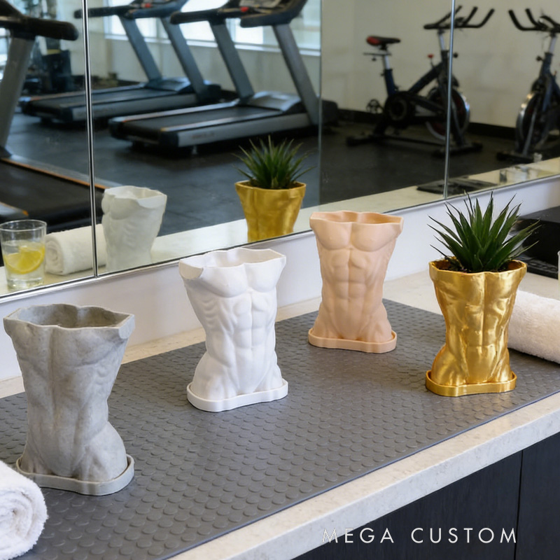 Personalized Fitness Male Female Couple Torso Planter 5 Modern Body Pot Air Plant Holder Home Decor Athlete Gift for Coach Trainer Gym Lover