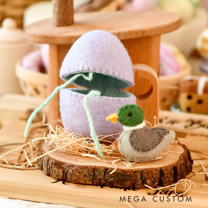 Easter Pet & Egg Felt Ornament Set - Handmade Farm Animal & Pastel Egg Decorations