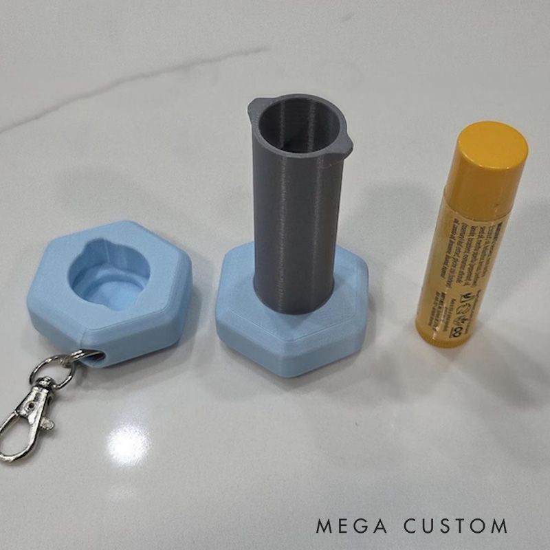 Personalized 3D Printed Dumbbell Key Chain Lip Balm Holder ChapStick Backpack Key Ring Gym Bag Sports Container Cute Fitness Workout Unique Creative Gift for Coach Trainer Gym Lover
