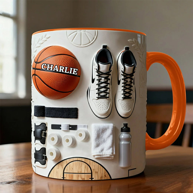 [Copy]Personalized Basketball Mug with Custom Name and Bold Player Silhouette Design Perfect Gift for Basketball Fans