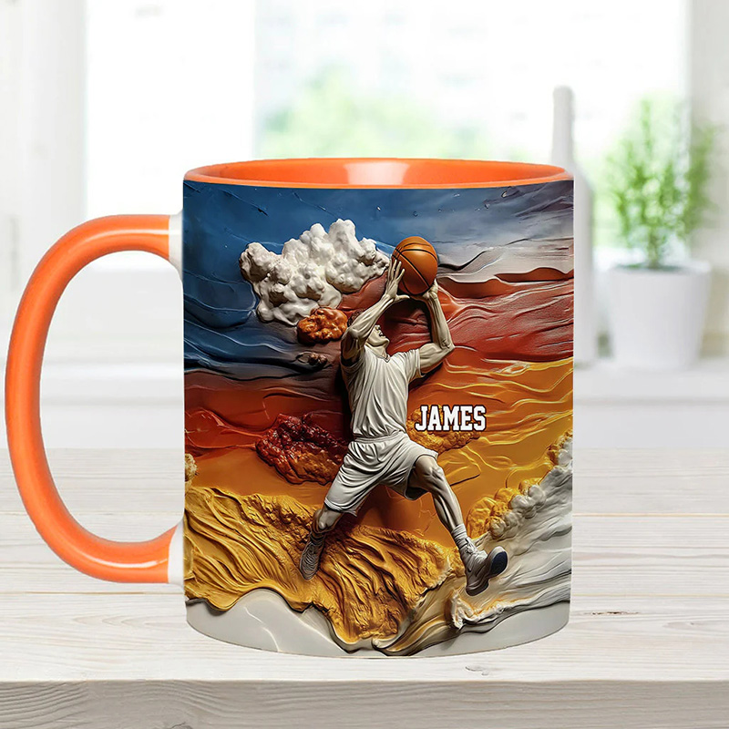 Personalized Basketball Accent Mug with Custom Name and Perfect Gift for Basketball Fans