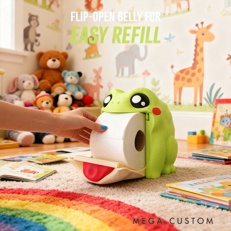 Personalized 3D Printed Frog Tissue Box Cover - Custom Name Animal-Themed Home Decor