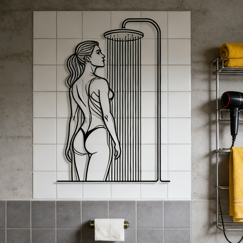 Personalized Metal Gym Sign Male and Female Modern Shower Wall Art Metal Line Art Sculpture Minimalist Man Bathroom Decor Unique Masculine Gift for Gym Lovers