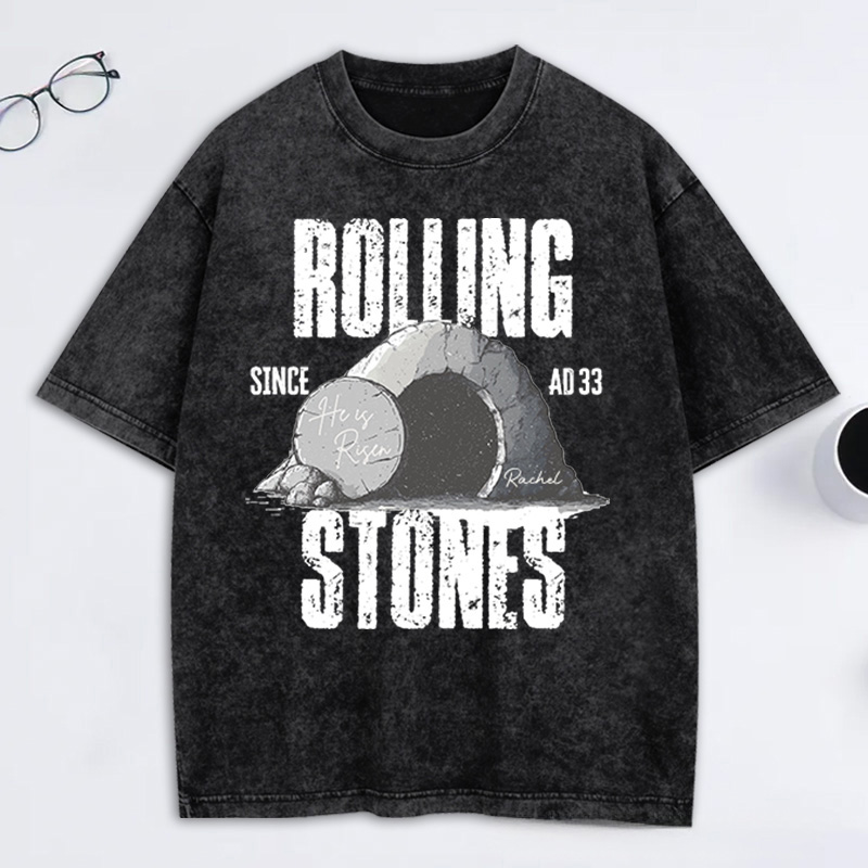 Personalized Rolling Stones Since AD33 Washed T-Shirt with Custom Name Christian Shirt Religious Christian Gift Easter Gift for Christians