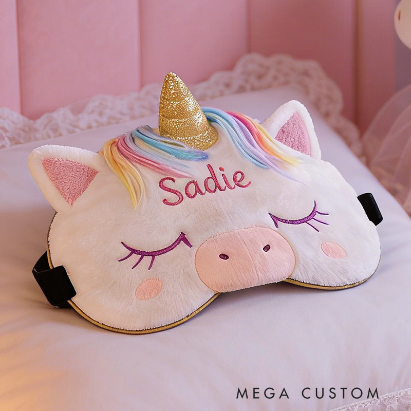 Personalized Rainbow Horse Whimsical Rainbow Horse Sleep Eye Mask Custom Eye Cover Comfortable Gift for Children