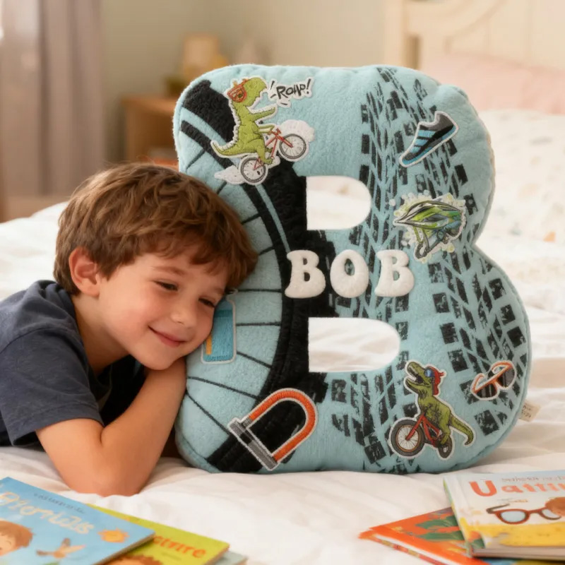 Personalized Cycling Letter Pillow Funny Letter Pillow Custom Name Pillow Comfortable Travel Cushion for Riders Riding Lovers