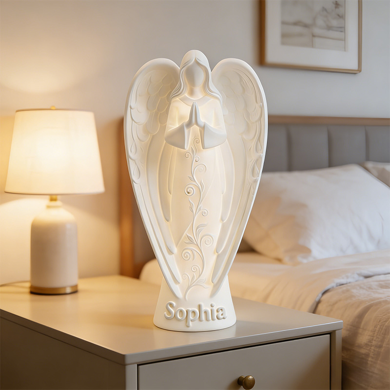 Personalized 3D Printed Light Up Angel Candle Holder with Custom Name Spiritual Gift Prayer Space Gift Religious Home Decor for her