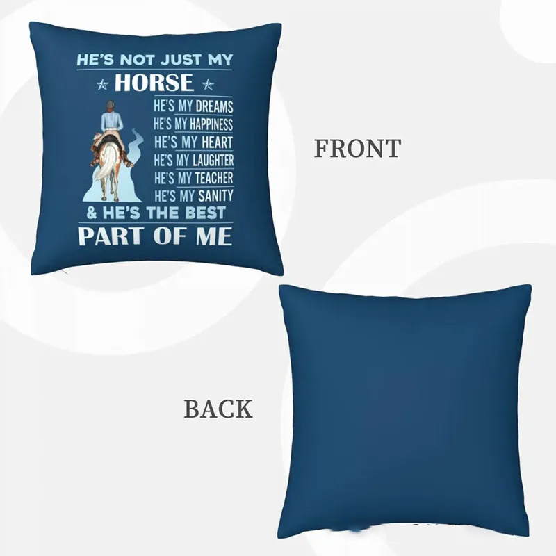 PersonalizedThrow Pillow Hes Not Just My Horse Cushion Cover Throw Pillow Cover for Her for Boys Girls Horse Owner Lover Riding Lovers Equestrian Lovers