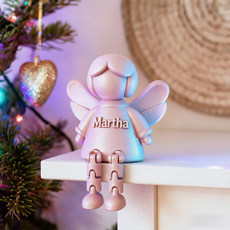 Personalized Guardian Angel 3D Printable Flexi Angel Figure with Custom Name Articulated Shelf Ornament Christian Home Decor for Girls
