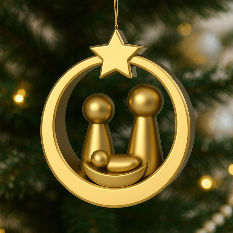 Personalized Nativity Scene 3D Printed Christmas Ornament Religious Home Decor Holy Family Keepsake Christian Gift